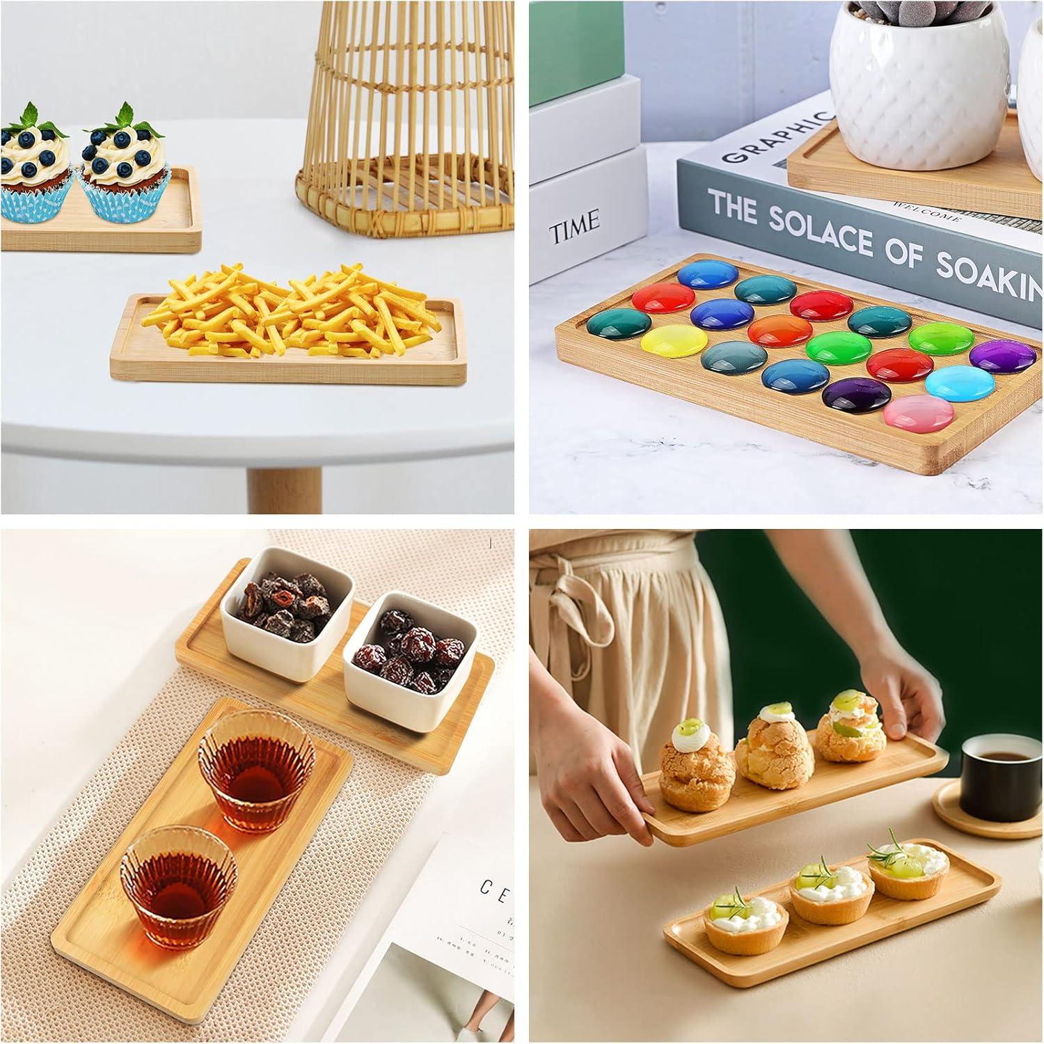 Bambus-Tablett Untersetzer Blumentopfhalter Serviertablett 3er Set 17,5 x 9 x