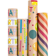Geschenkpapier Kraftpapier Geburtstag 4 Rollen 76X305 cm