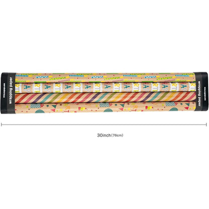 Geschenkpapier Kraftpapier Geburtstag 4 Rollen 76X305 cm