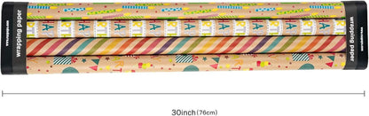 RUSPEPA Geschenkpapier Kraftpapier Geburtstag 4 Rollen 76x305cm