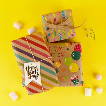 Geschenkpapier Kraftpapier Bunt Geburtstag 4 Rollen 76x305cm