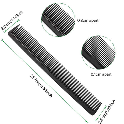 3 Stücke Karbon Fiber Haarschneidekämme Schwarz, Anti-Statik