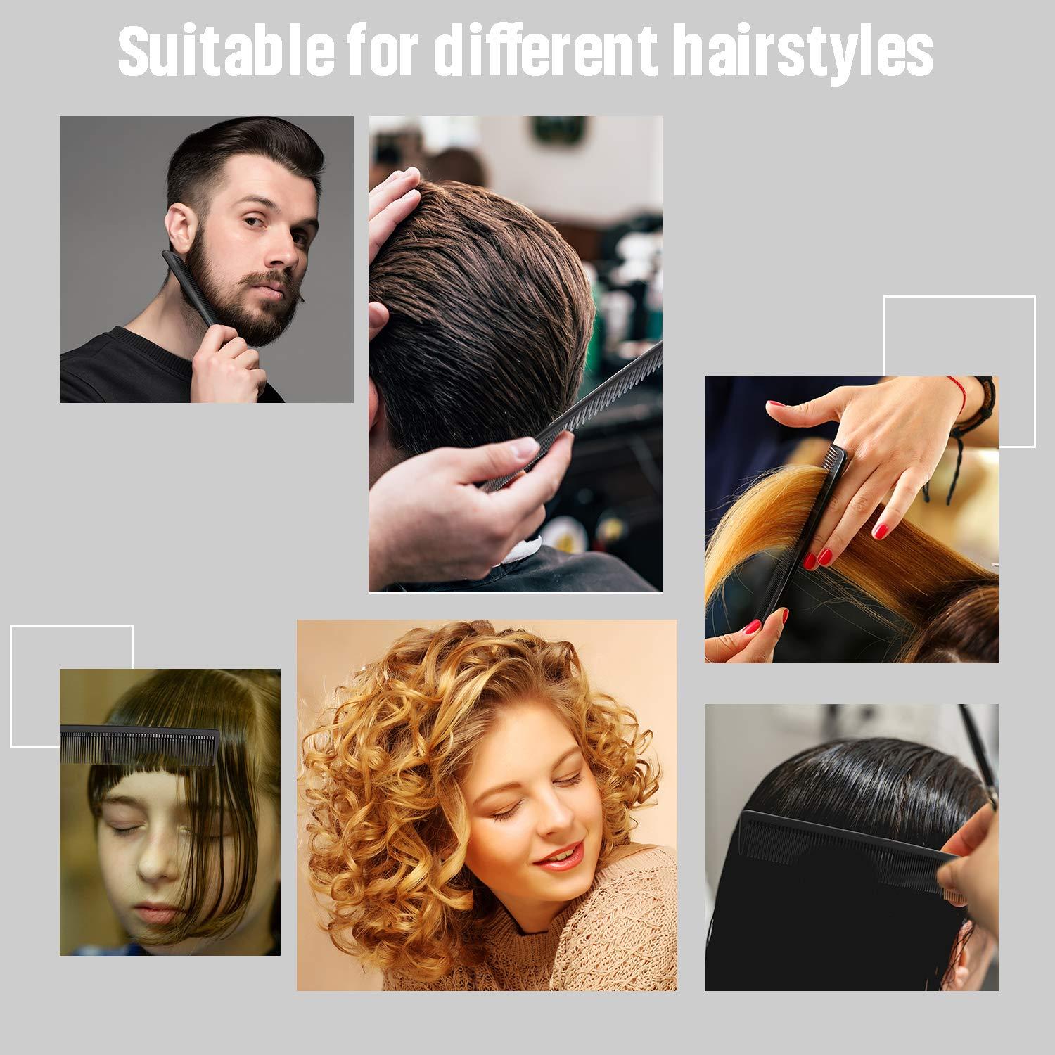 3 Stücke Kohlefaser Haar Schneide Kamm Set Friseur Styling Schwarz