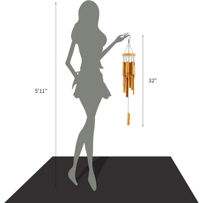 Bambus Windspiel 81cm Groß Garten Terrasse Dekoration