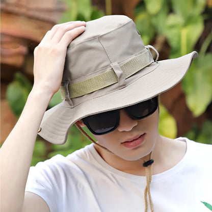 Beige Safari Sonnenhut mit UV-Schutz Anglerhut
