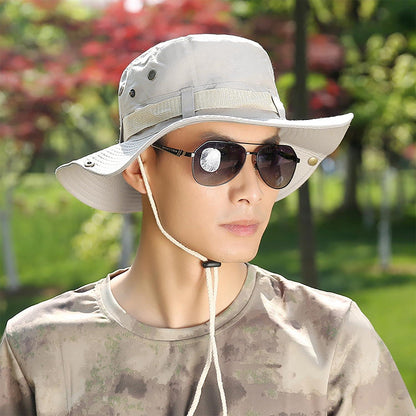 Beige Safari Sonnenhut mit UV-Schutz Anglerhut