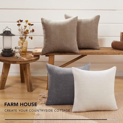 Kordsamt Kissenbezüge 55x55 cm Taupe 2er Set