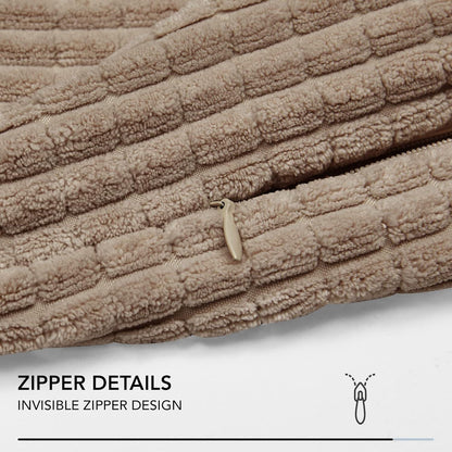 Deconovo Kissenbezug Kordsamt Zierkissen 55x55cm 2er Set Taupe