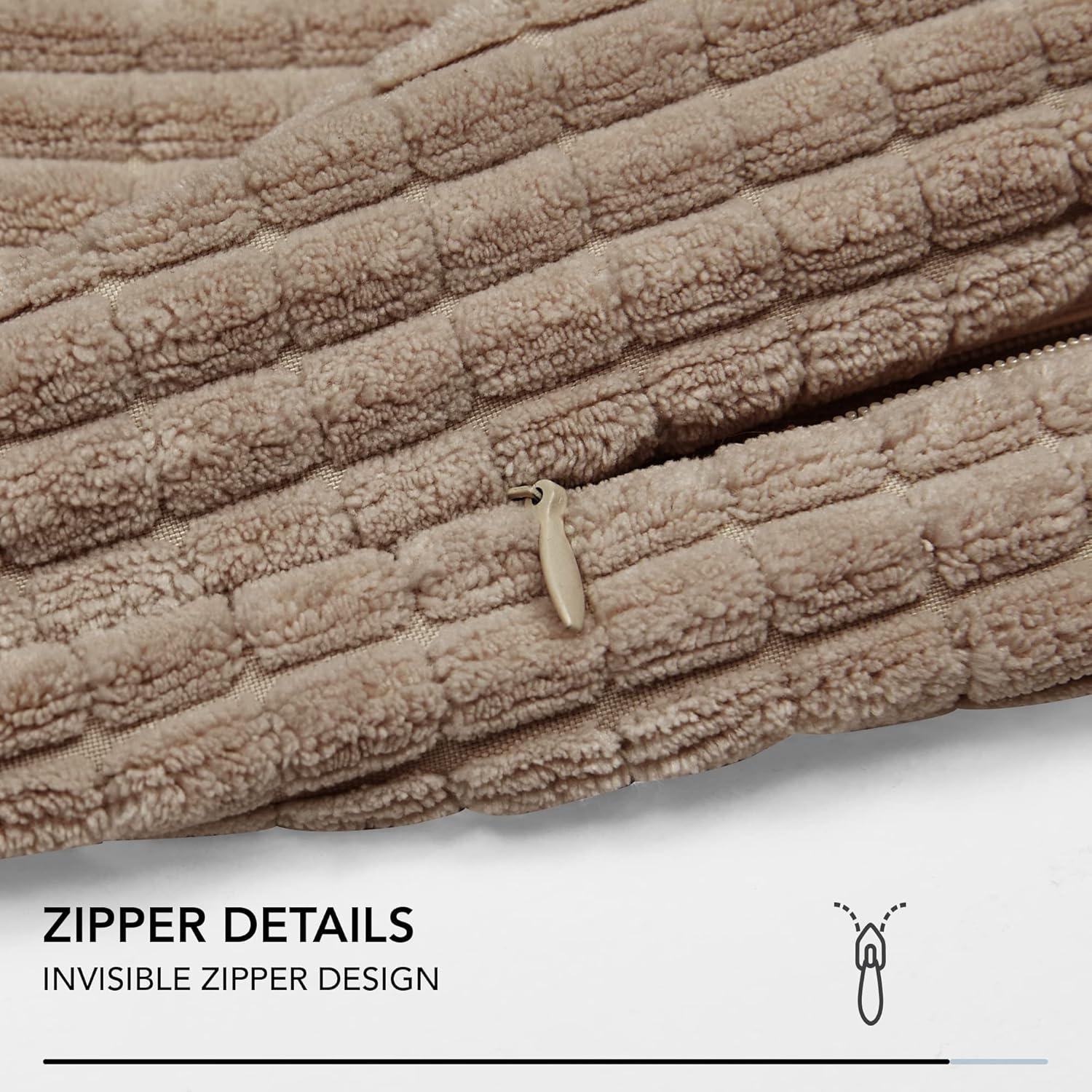 Deconovo Kordsamt Kissenbezug 45x45 cm Taupe 2er Set