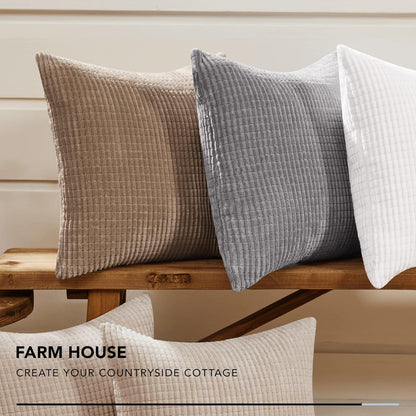 Deconovo Kissenbezug Kordsamt Taupe 60x60 cm 2er Set