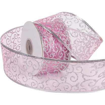 Kabelgebundenes Weihnachtsferienband - Hellrosa Swirl