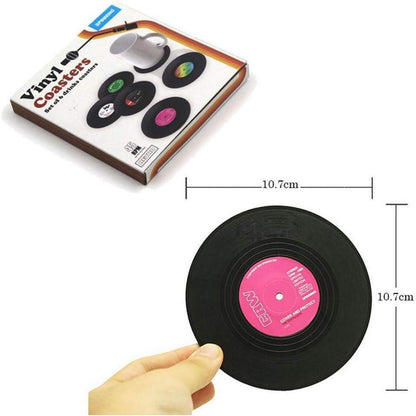 6er Set Retro Vinyl Schallplatten Untersetzer Getränke Matte