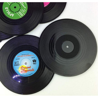 6er Set Retro Vinyl Schallplatten Untersetzer Getränke Matte