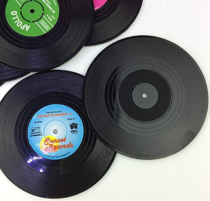 6er Set Retro Vinyl Schallplatten Stil Untersetzer Tassen Matte
