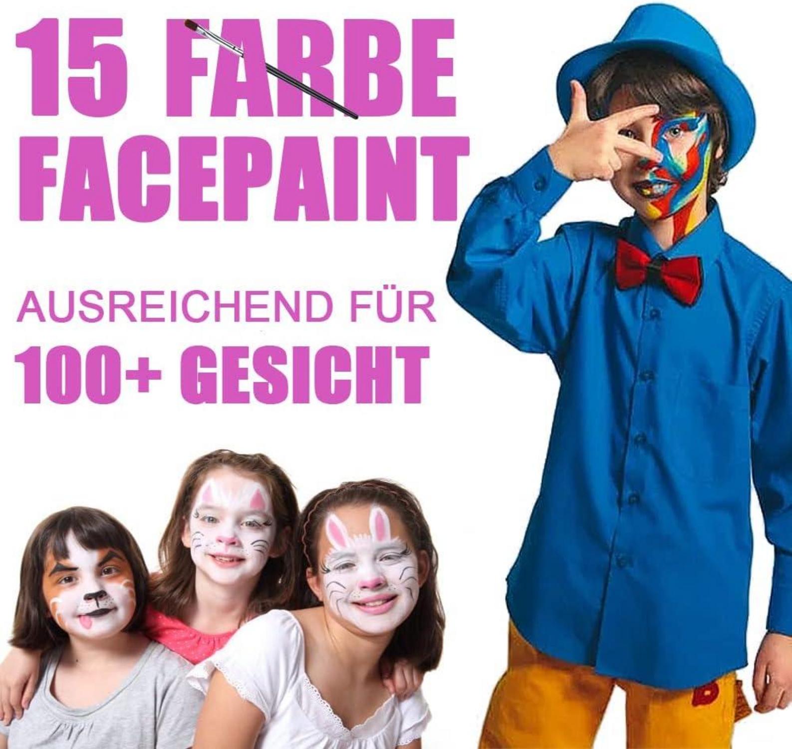 Halloween Kinderschminke Set 15 Farben Tätowierungsvorlagen