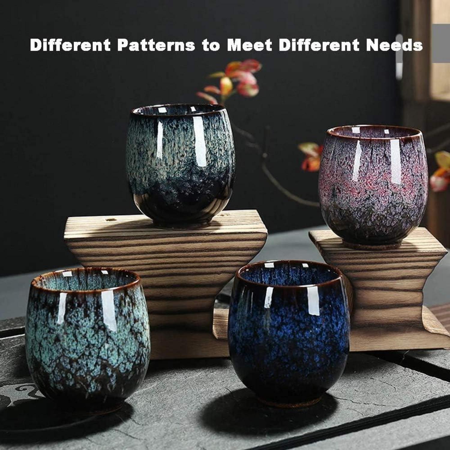 Japanische Keramik-Teetassen Set 4er-flammglasiertfulWidgetür Zuhause