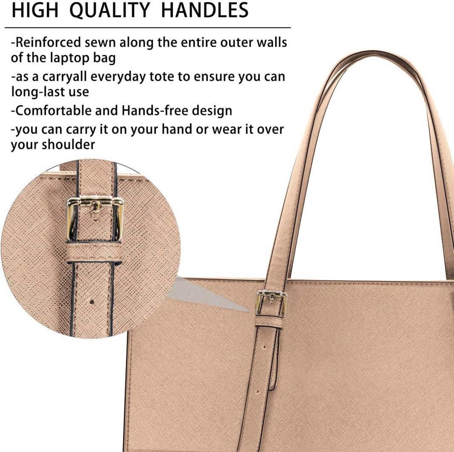 NUBILY Handtasche Damen Schwarz Leder Umhängetasche Groß 15.6 Zoll