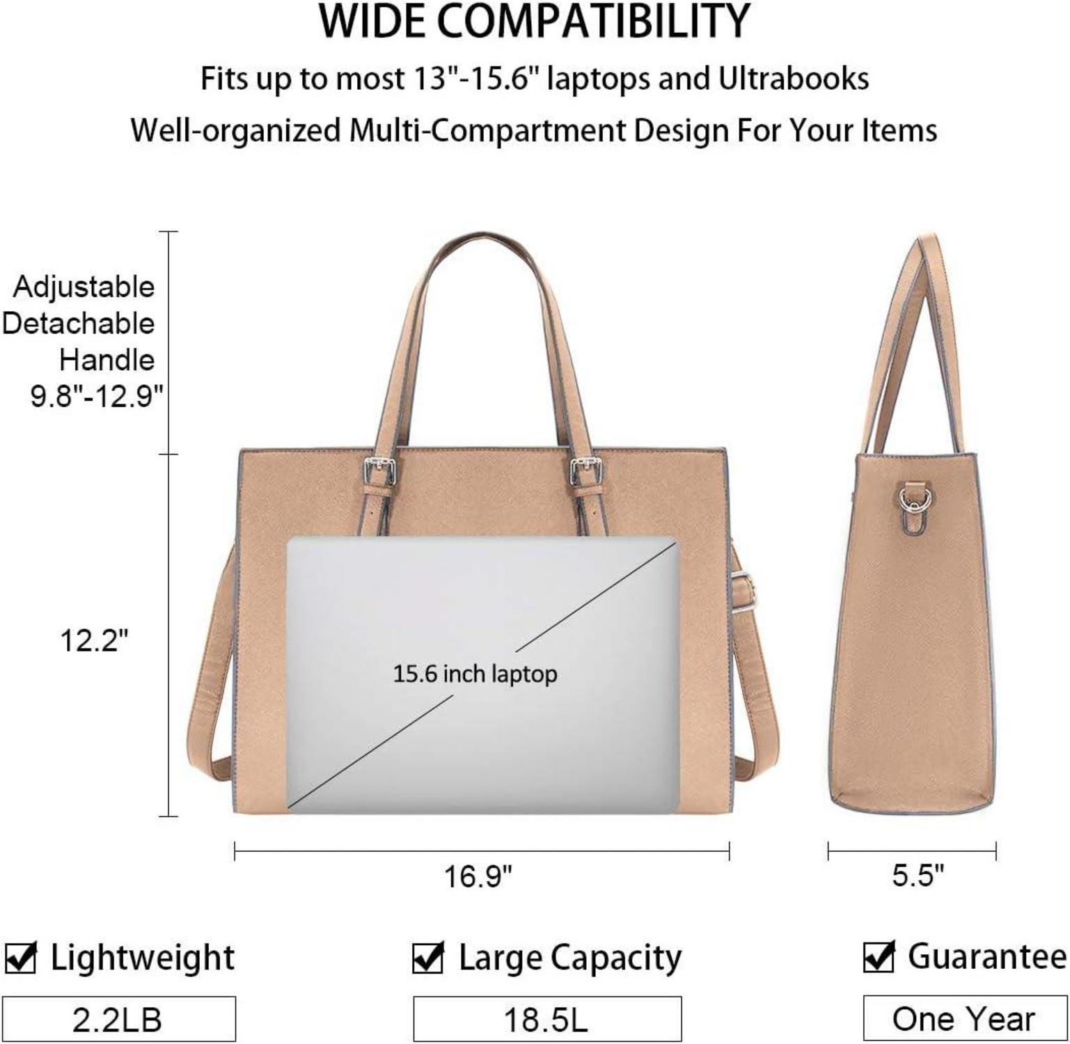 Handtasche Damen Schwarz Groß Leder Umhängetasche 15.6 Zoll NUBILY