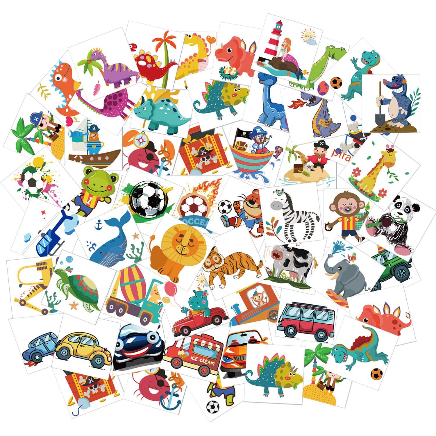 96er Set Kinder Tattoos Piraten Fußball Dinosaurier Fahrzeuge Aufkleber