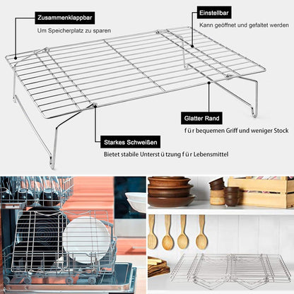 HaWare Edelstahl 3-Tier Kühlgitter 38x26cm für Backen Braten Grillen