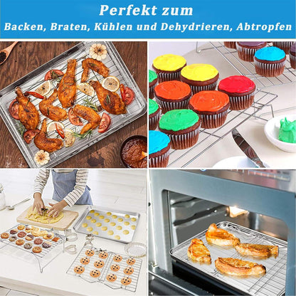 Abkühlgitter Edelstahl 3-tlg. Kühlgitter Backen Braten Grillen Kekse