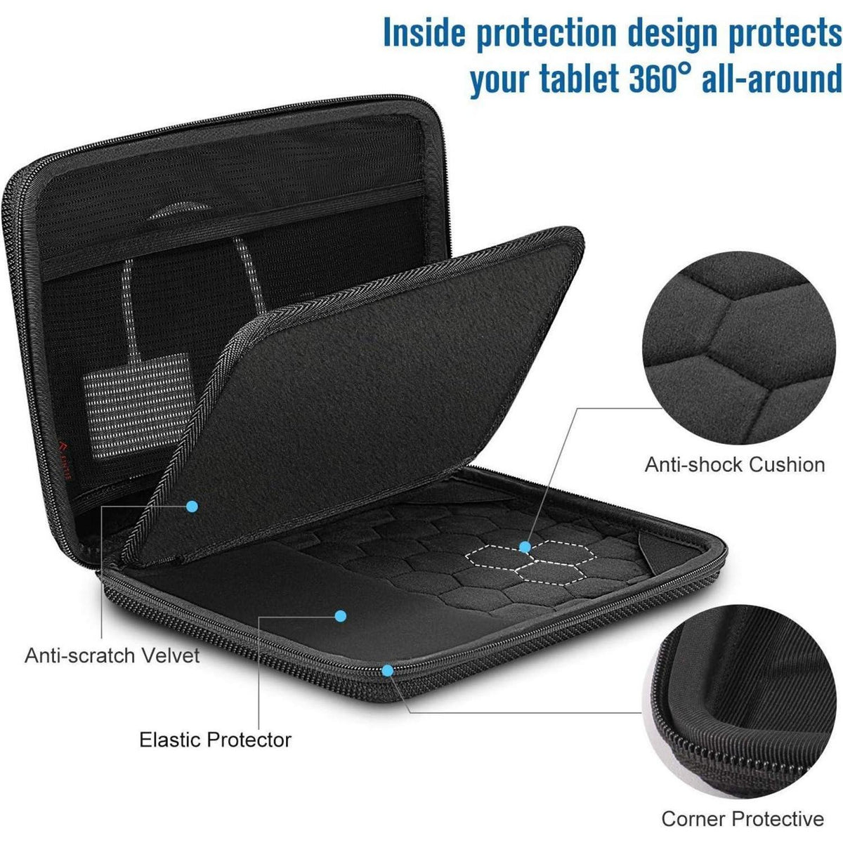 Tablet Tasche mit Organizer für 11 Zoll Geräte - Schwarz