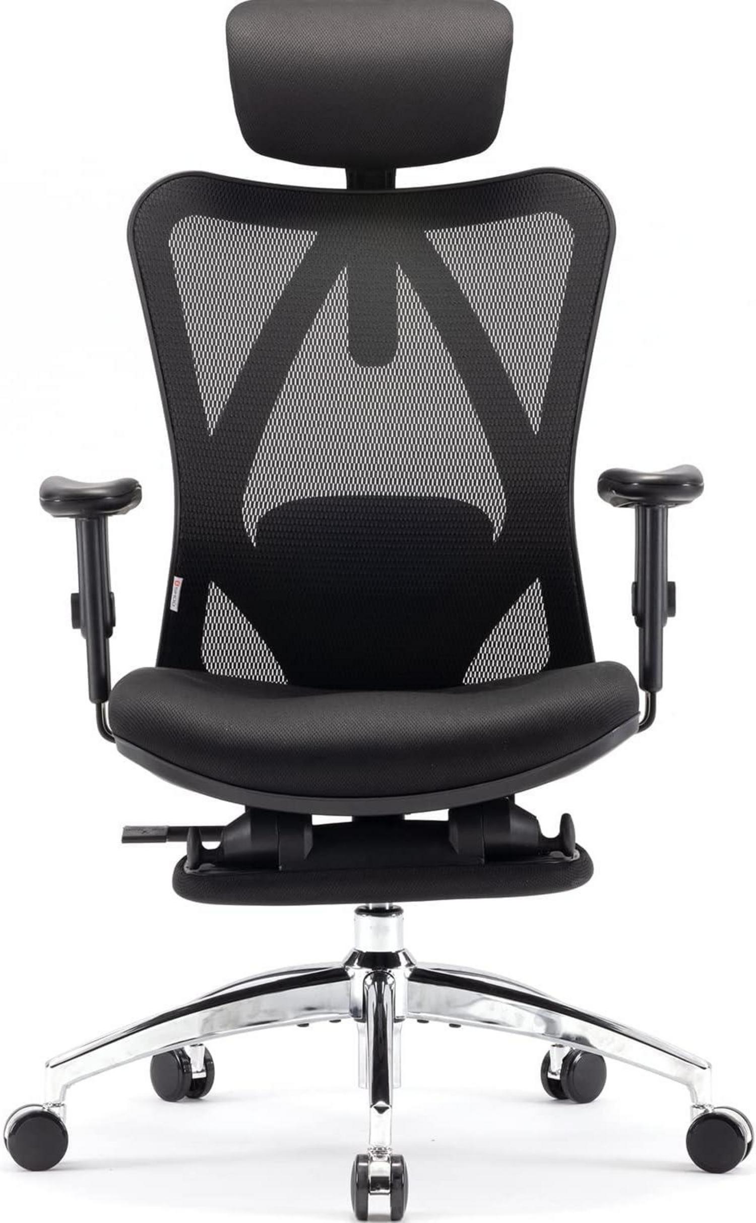 Ergonomischer Bürostuhl mit Fußstütze und Netzrückenlehne
