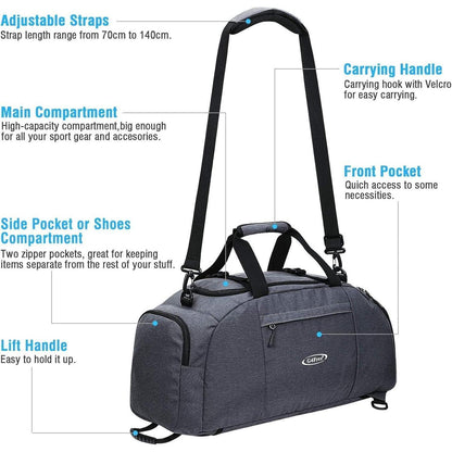 40L Faltbare 3-Wege-Reisetasche Sporttasche mit Schuhfach