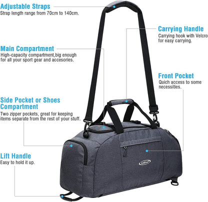 40L Faltbare 3-Wege-Reisetasche Sporttasche mit Schuhfach