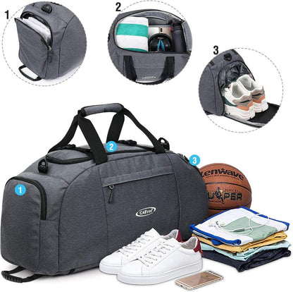 Faltbare 3-Wege-Reisetasche Sporttasche 40L mit Schuhfach Fitness Urlaub