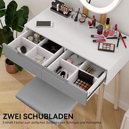 YU YUSING Schminktisch mit LED-Beleuchtung und gepolstertem