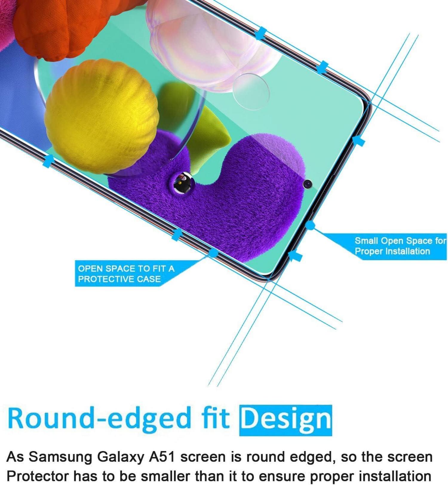 Panzer Schutz Glas Samsung Galaxy A51 3 Stück 9H Härte Klar