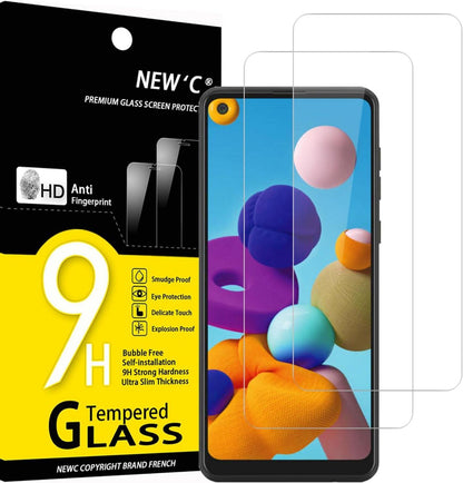 Panzer Schutzglas Samsung Galaxy A21 2 Stück 9H Härte HD Displayfolie