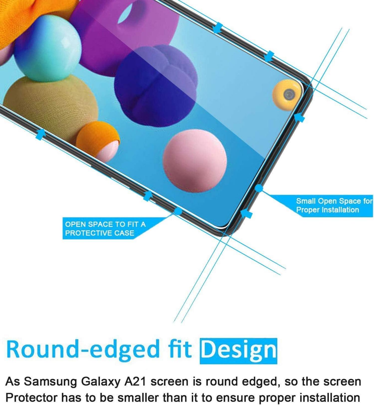 Panzer Schutzglas Samsung Galaxy A21 2 Stück 9H Härte HD Displayfolie