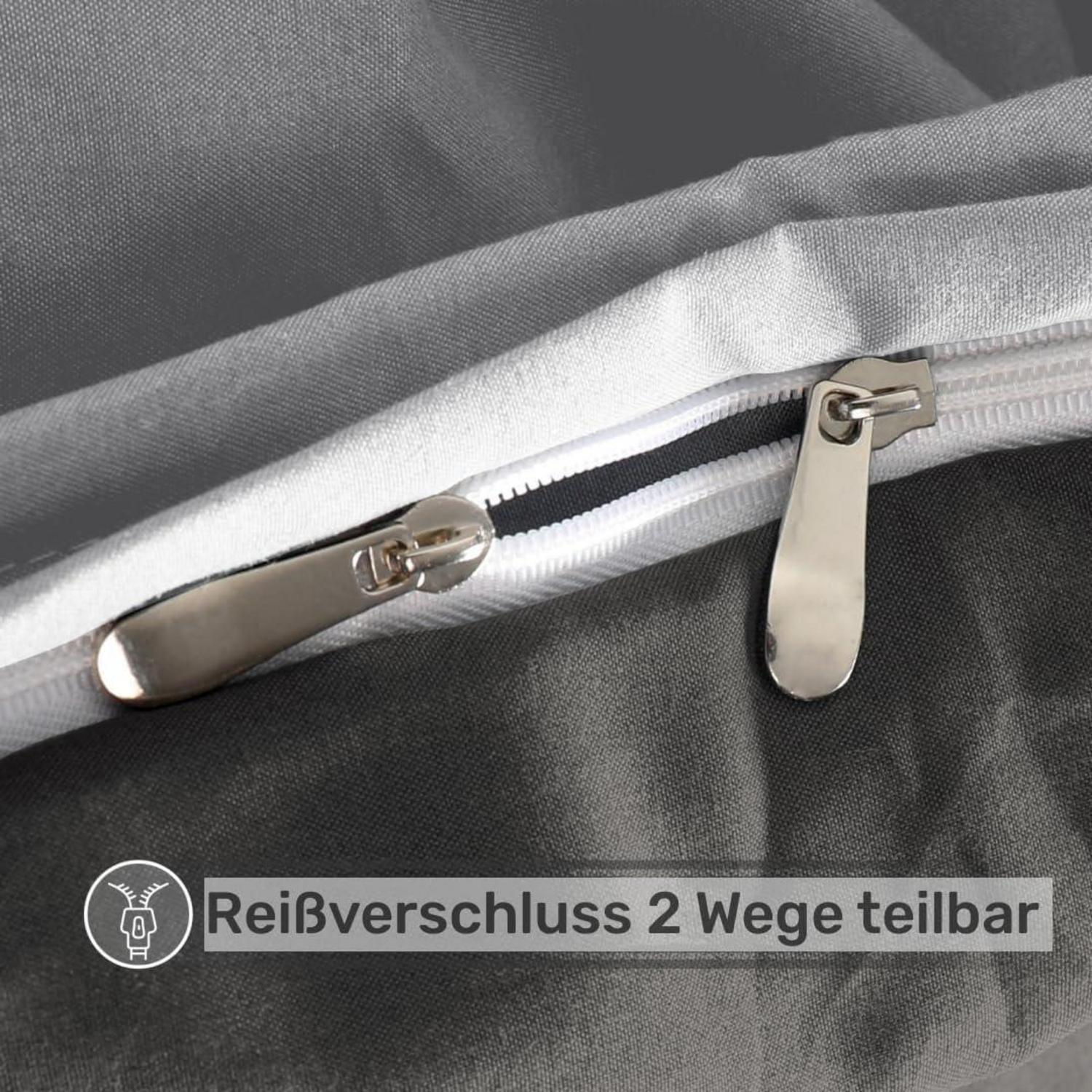 AYSW Bettwäsche Microfaser 200x200cm Dunkelgrau/Hellgrau 2 Kissenbezug 80x80cm