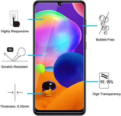 Panzer Schutz Glas Samsung Galaxy A31 3er Pack 9H Härte Klar