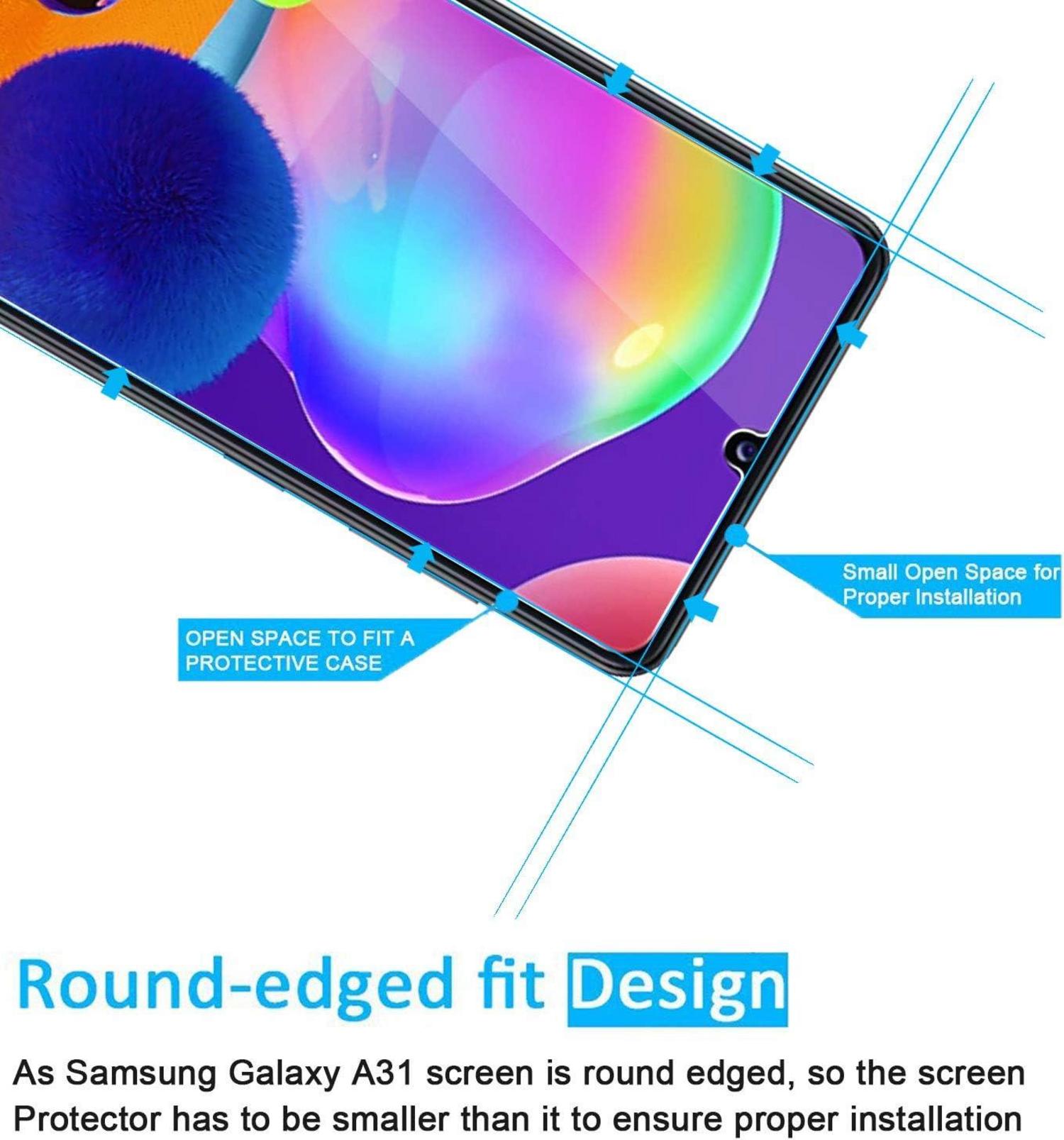 Panzer Schutzglas Samsung Galaxy A31 3 Stück 9H Härte HD