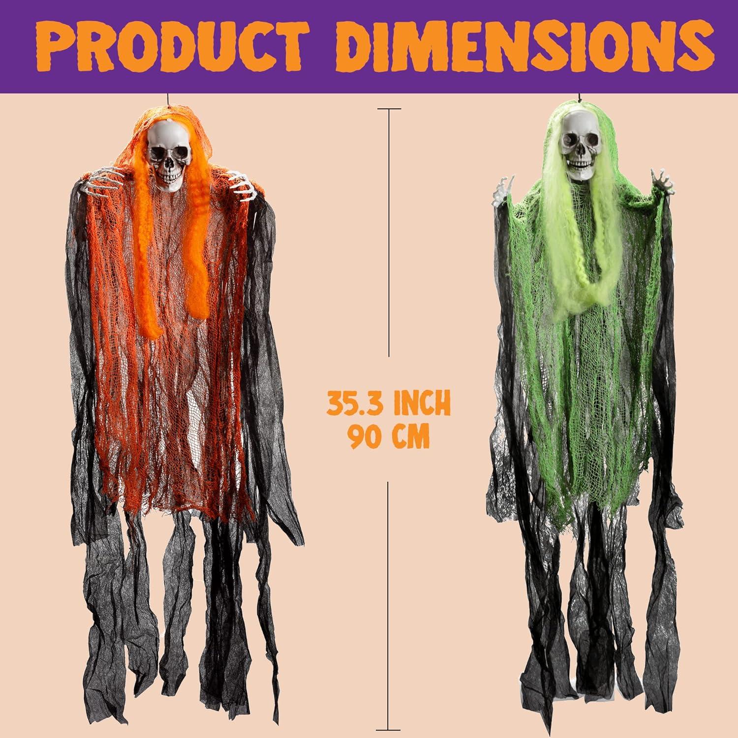 Halloween Sensenmann Dekoration Set 3 Stück 90 cm Aufhängbar für Innen und Außen
