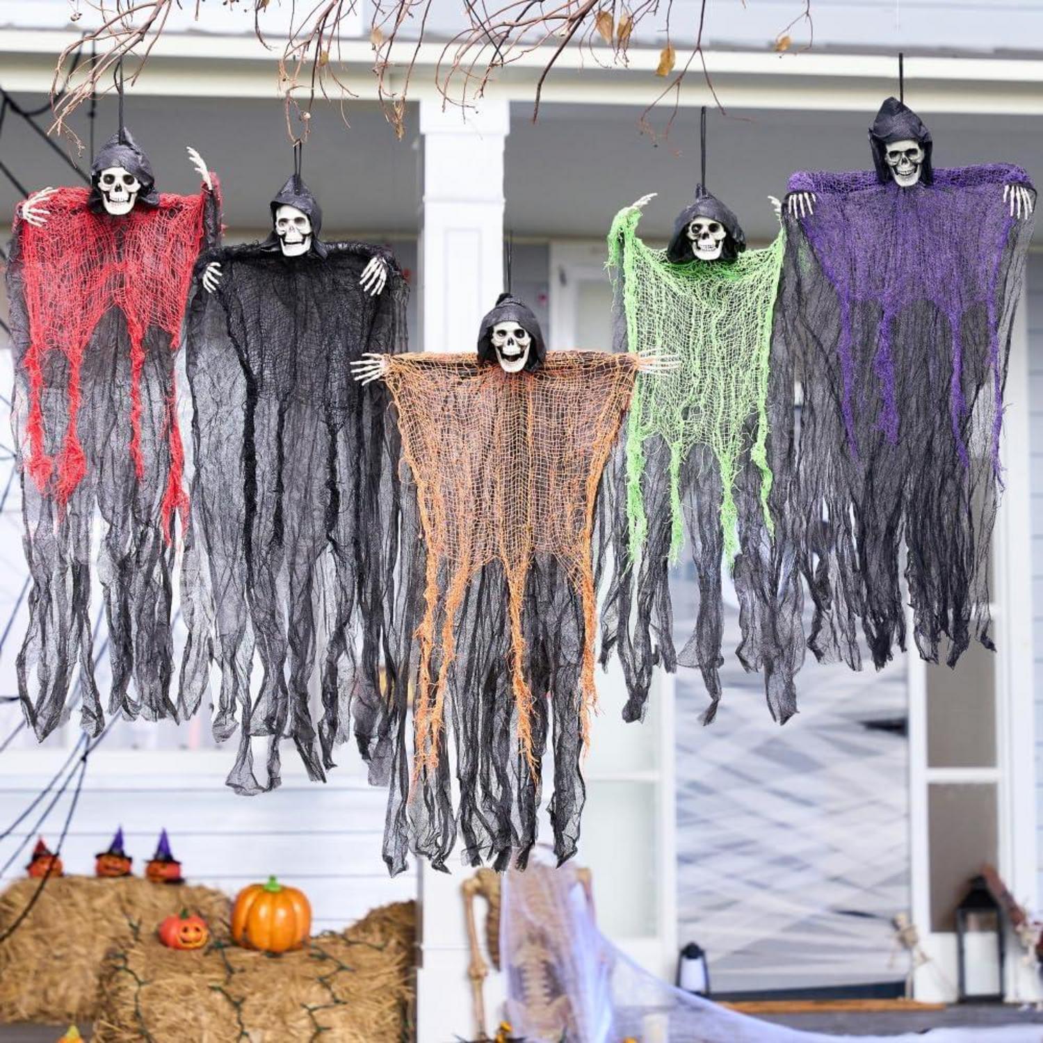 Halloween Sensenmänner 70,1 cm 5er Set Skelett Geister Außen Innen Spukhaus