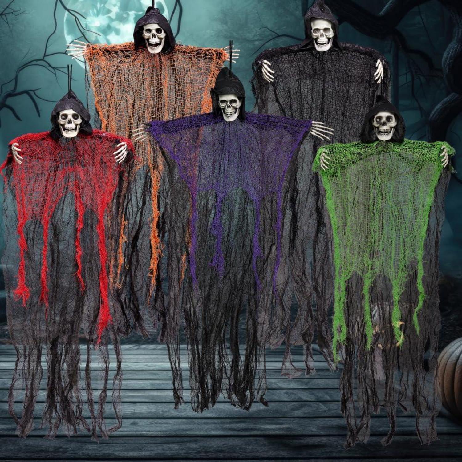 5 Stück Halloween hängende Sensenmänner Set 70,1 cm Skelett Geister