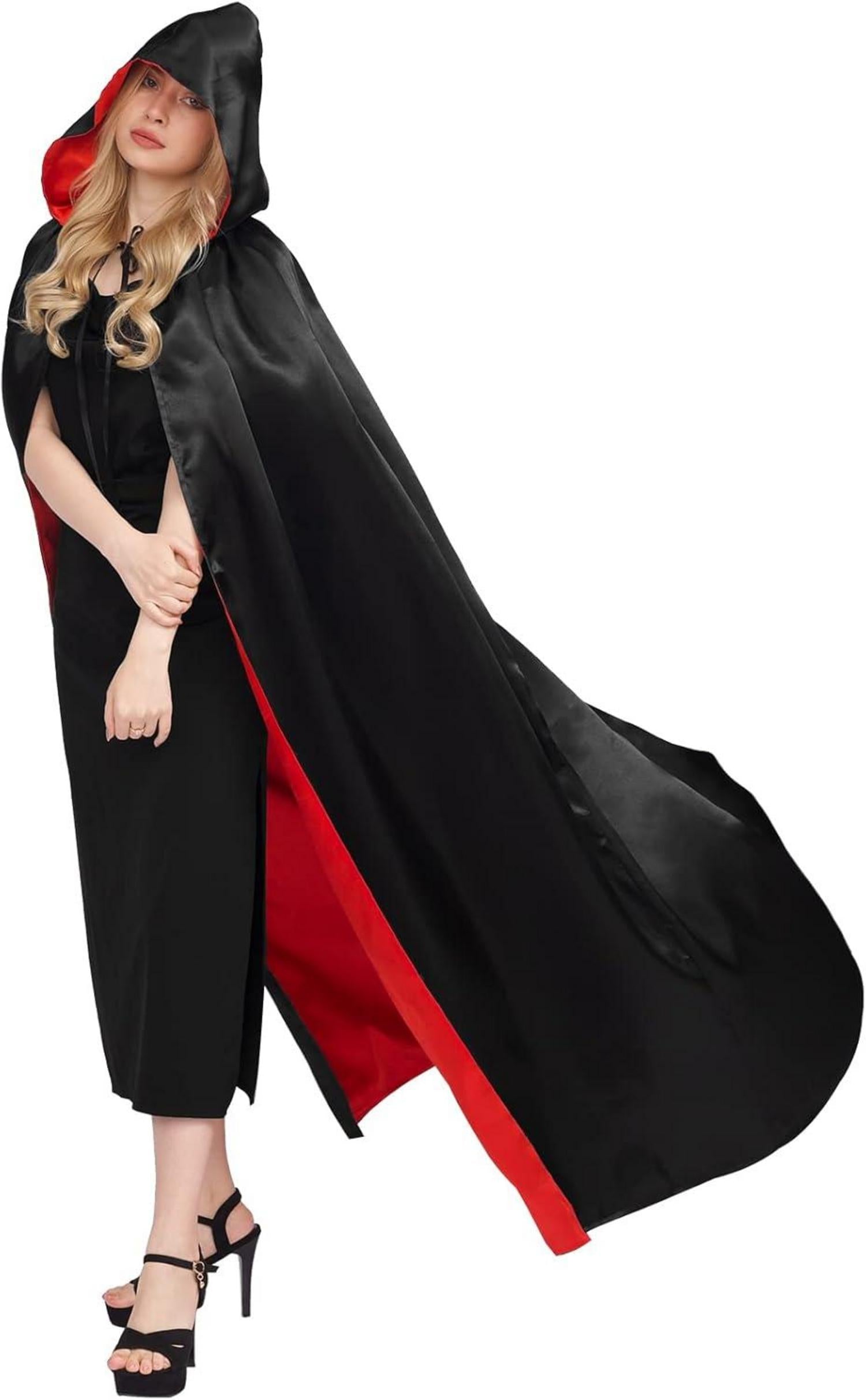 Umhang mit Kapuze Schwarz Rot Halloween Vampir Kostüm Kinder