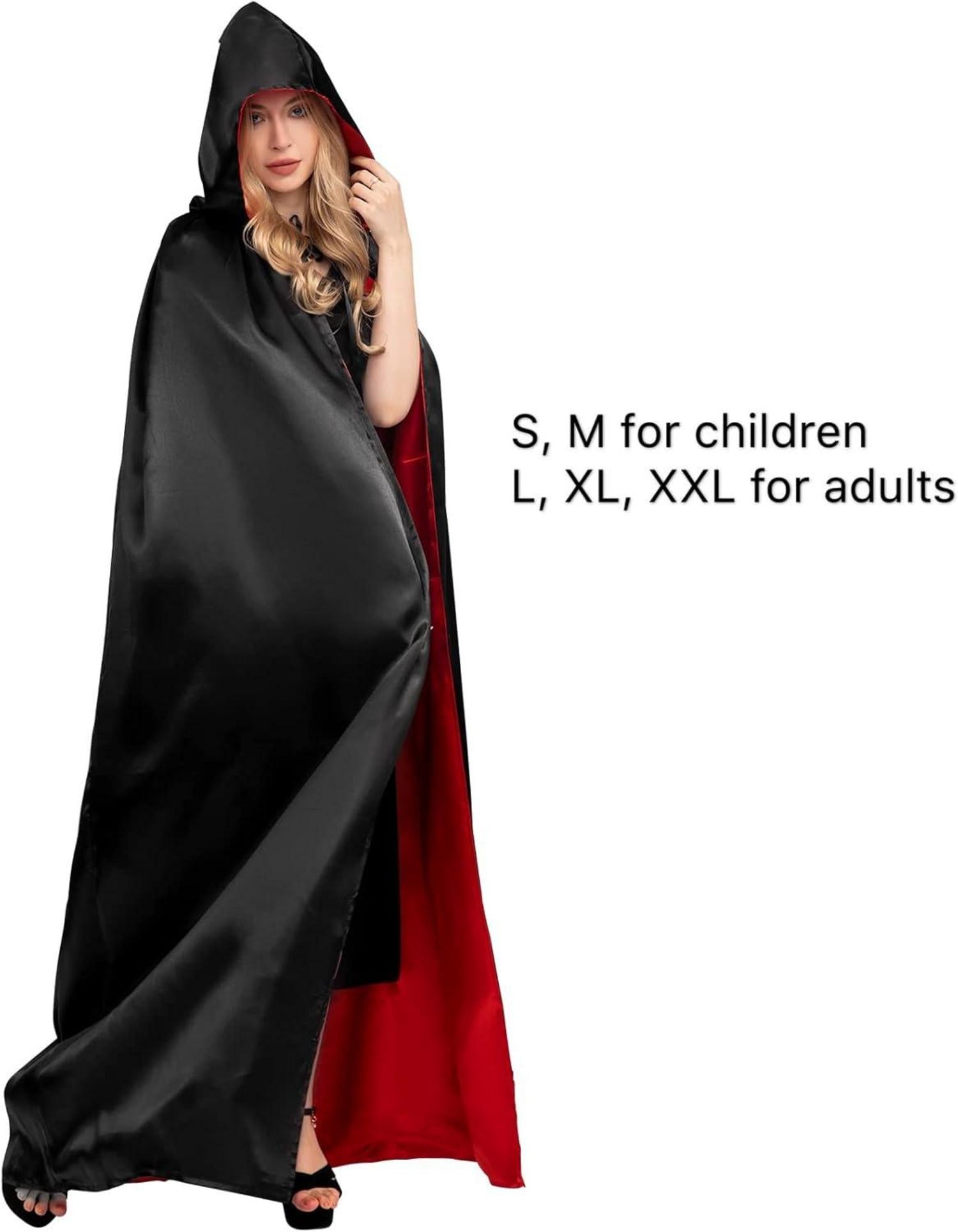 Unisex Umhang mit Kapuze Schwarz Rot Halloween Vampir Kostüm