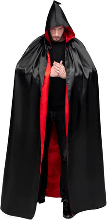 Unisex Umhang mit Kapuze Schwarz Rot Halloween Kostüm