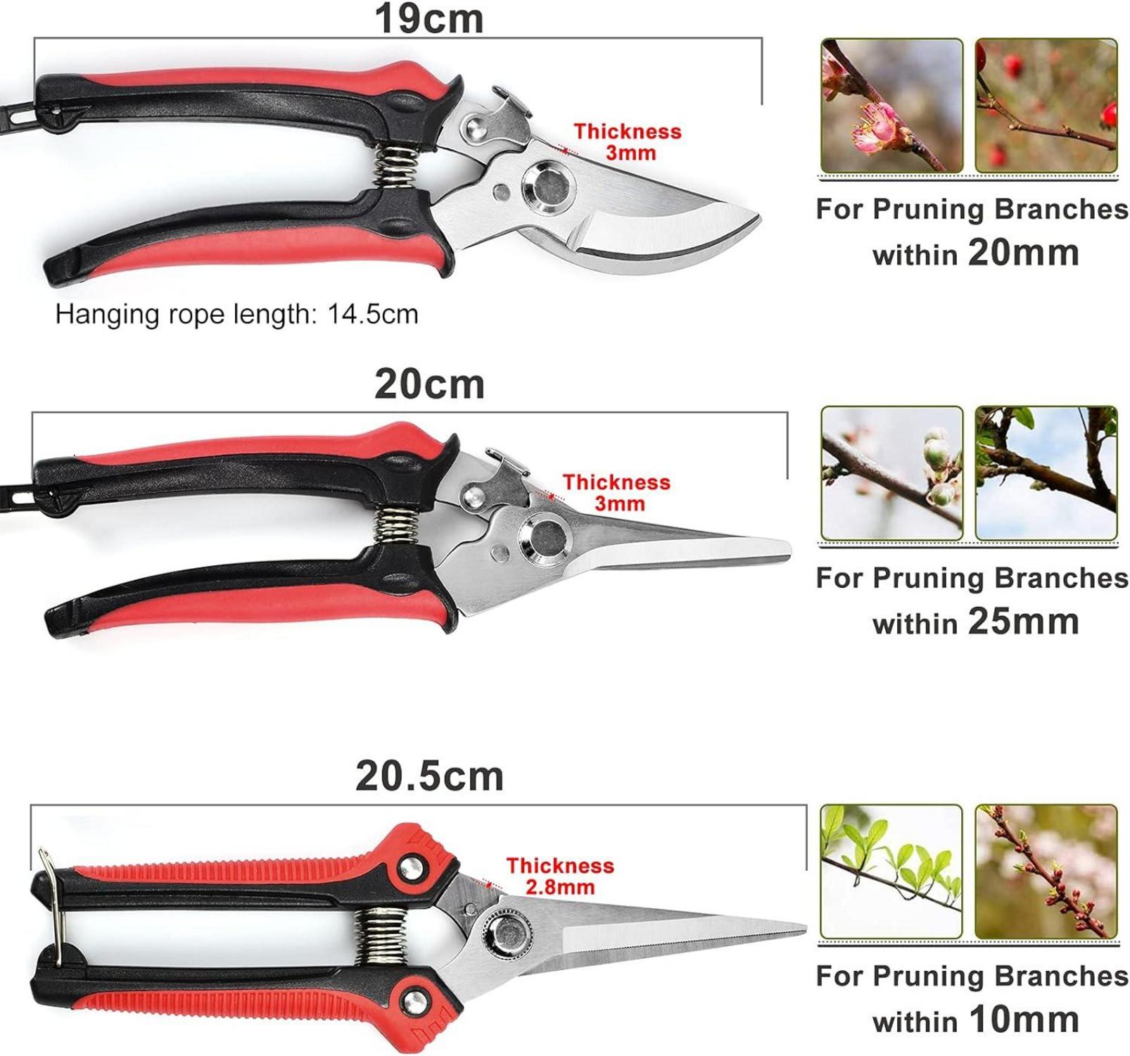 Professionelles Gartenschere Set rostfreier Stahl 3 Stück