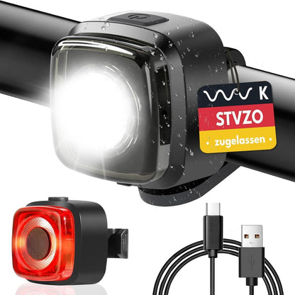 Fahrradlicht Set USB Aufladbar StVZO Zugelassen IPX5