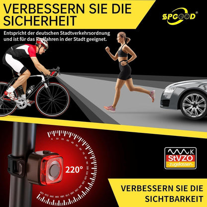 Fahrradlicht Set USB Aufladbar StVZO Zugelassen IPX5