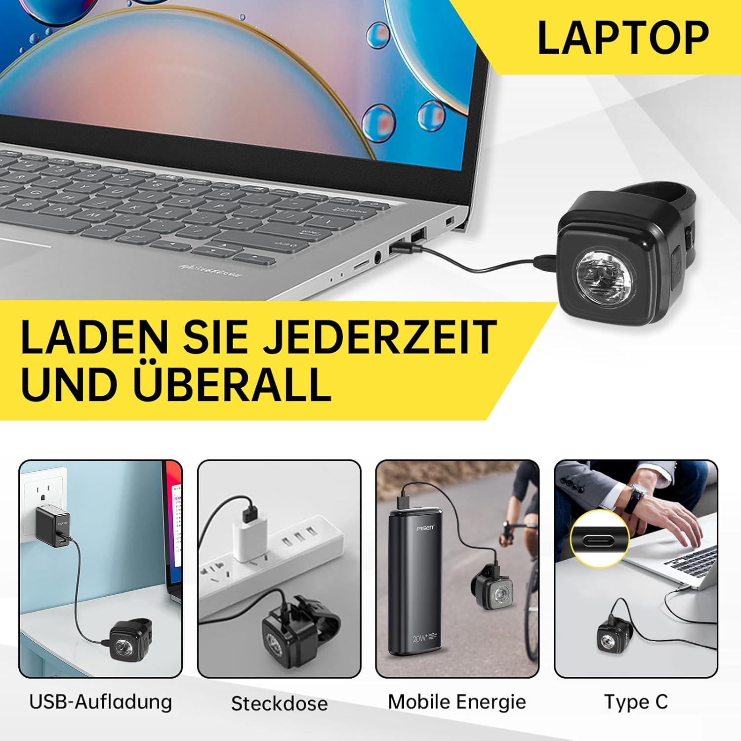 Fahrradlicht Set StVZO Zugelassen USB Aufladbar