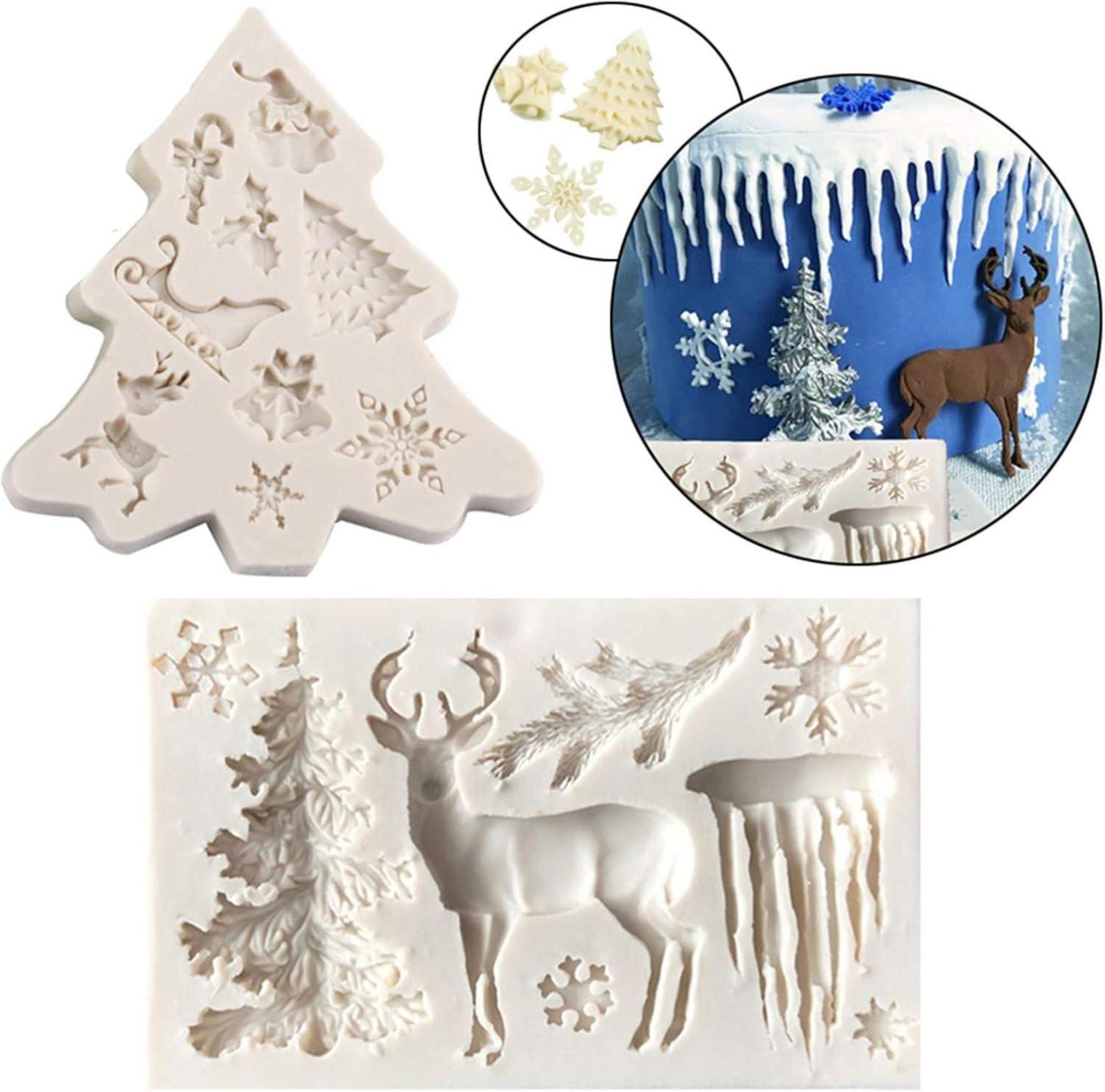 Weihnachten Silikon Backform Set Baum Schneeflocken Formen