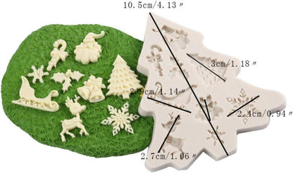 2er Set Silikon Weihnachts Backformen Baum Schneeflocken Ausstechform Tortenform