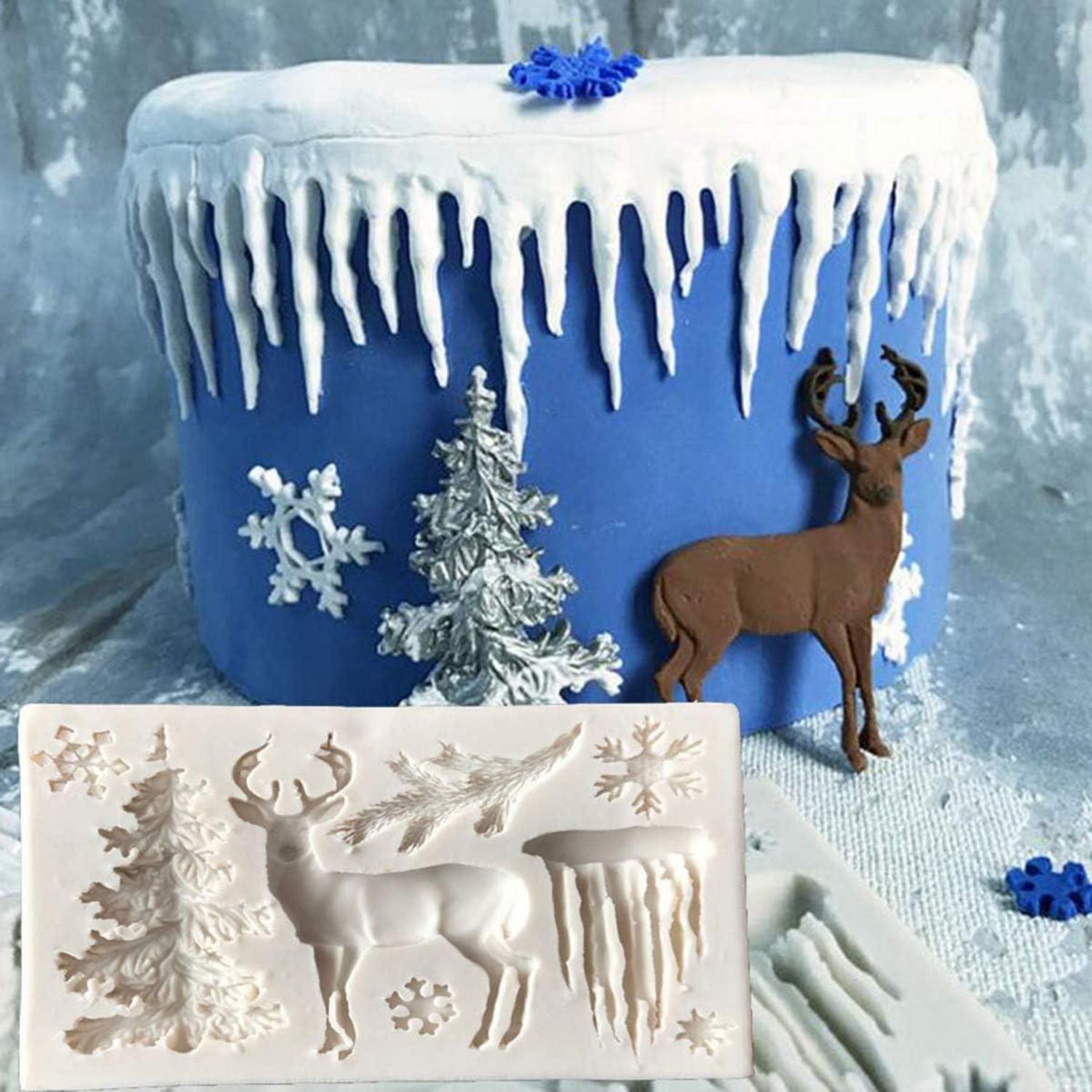 Weihnachten Silikon Backform Set Baum Schneeflocken Torten Ausstechform